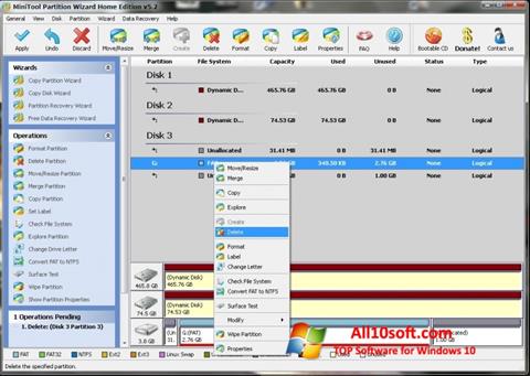 Ekran görüntüsü MiniTool Partition Wizard Windows 10