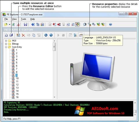 Ekran görüntüsü PE Explorer Windows 10