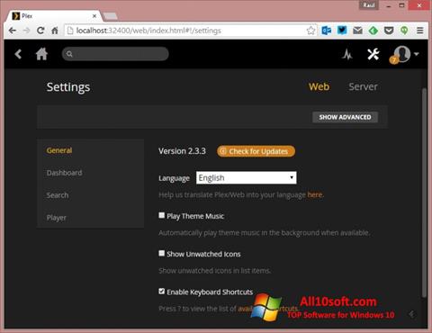 Ekran görüntüsü Plex Media Server Windows 10