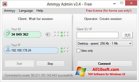 Ekran görüntüsü Ammyy Admin Windows 10