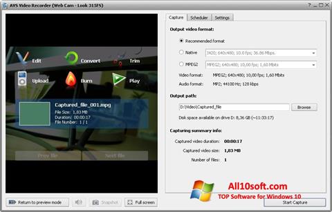Ekran görüntüsü AVS Video Recorder Windows 10