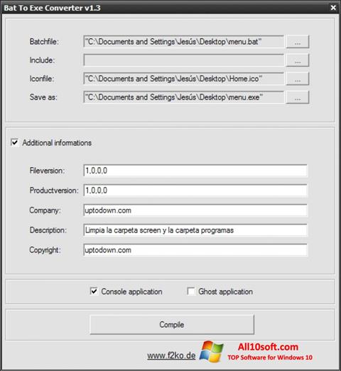 Ekran görüntüsü Bat To Exe Converter Windows 10