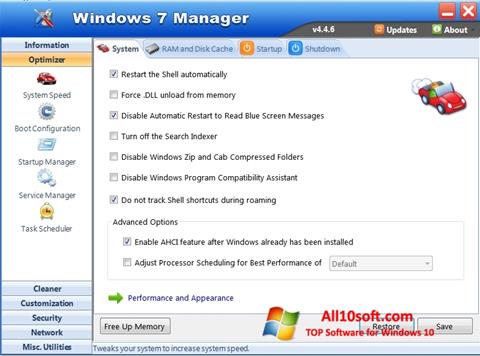 Ekran görüntüsü Windows 7 Manager Windows 10