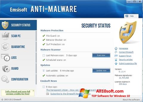 Ekran görüntüsü Emsisoft Anti-Malware Windows 10
