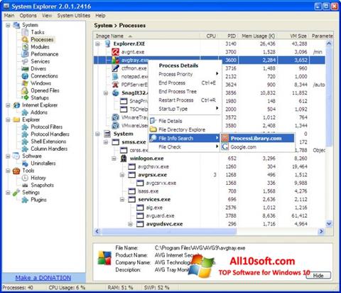 Ekran görüntüsü System Explorer Windows 10