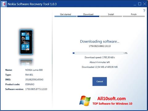 Ekran görüntüsü Nokia Software Recovery Tool Windows 10