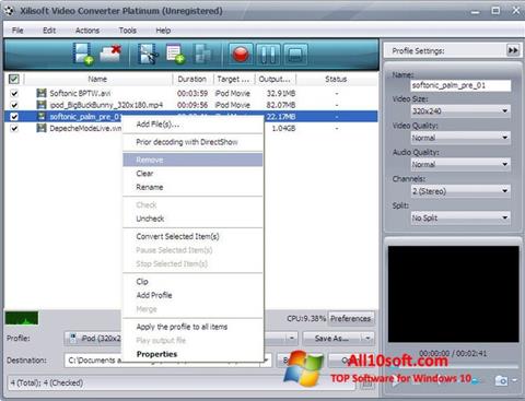 Ekran görüntüsü Xilisoft Video Converter Windows 10