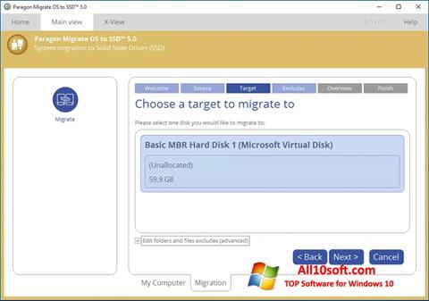 Ekran görüntüsü Paragon Migrate OS to SSD Windows 10
