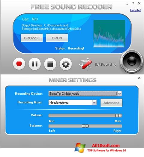 Ekran görüntüsü Free Sound Recorder Windows 10
