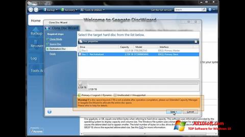 Ekran görüntüsü Seagate DiscWizard Windows 10