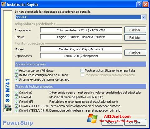 Ekran görüntüsü PowerStrip Windows 10